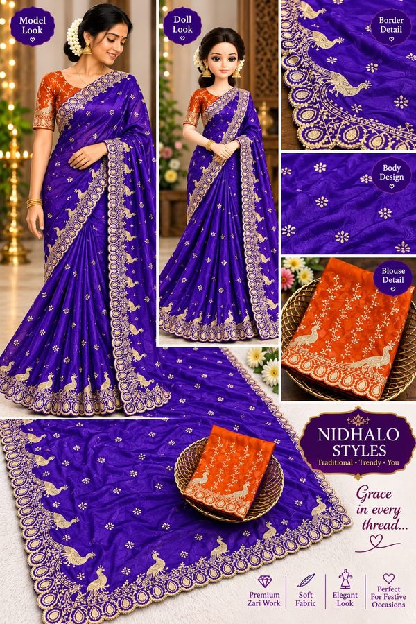 Embroidery Designer Saree — Nidhalo Styles