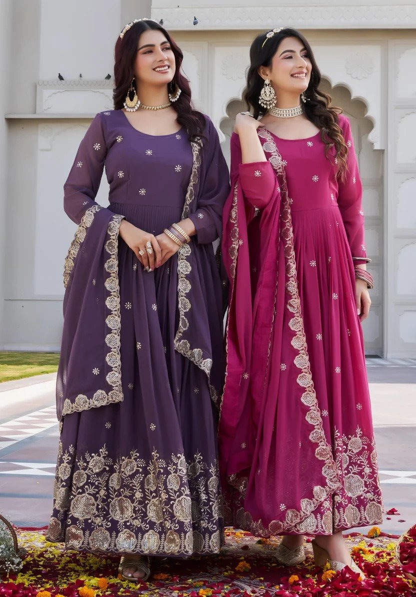 Women in festive anarkali outfits