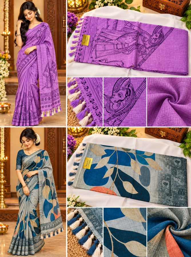 Linen Cotton Sarees — Nidhalo Styles