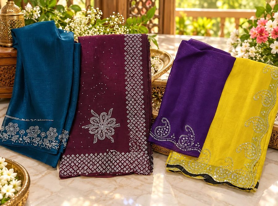 Stone Work Sarees — Nidhalo Styles